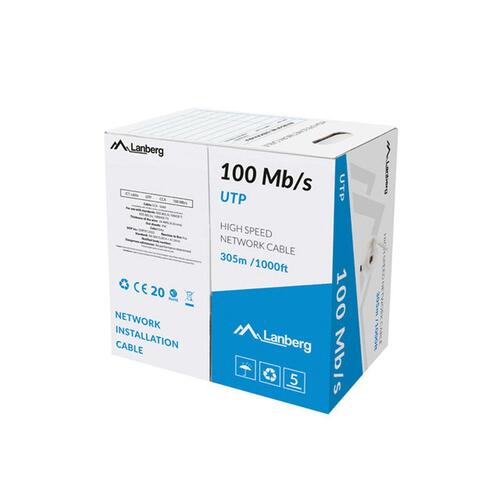 UTP kategori 5 stift netværkskabel Lanberg LCU5-10CC-0305-S Grå 305 m Spole 100 Mb/s 10/100/1000 Mbps