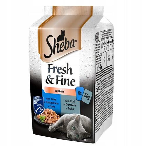 Kattemad Sheba Fresh Fine Tuna and cod in gravy Fisk 6 x 50 g