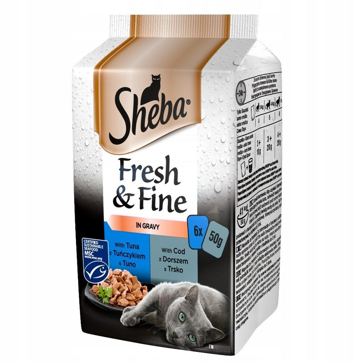 Kattemad Sheba Fresh Fine Tuna and cod in gravy Fisk 6 x 50 g