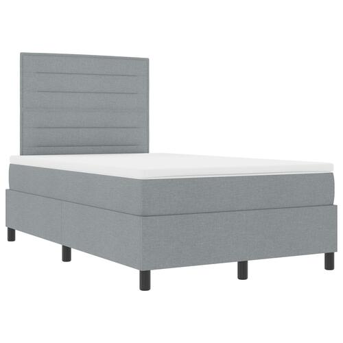Box Spring Seng med Madras Lys Grå Lille Dobbelt Stof