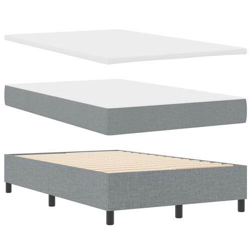 Box Spring Seng med Madras Lys Grå Lille Dobbelt Stof
