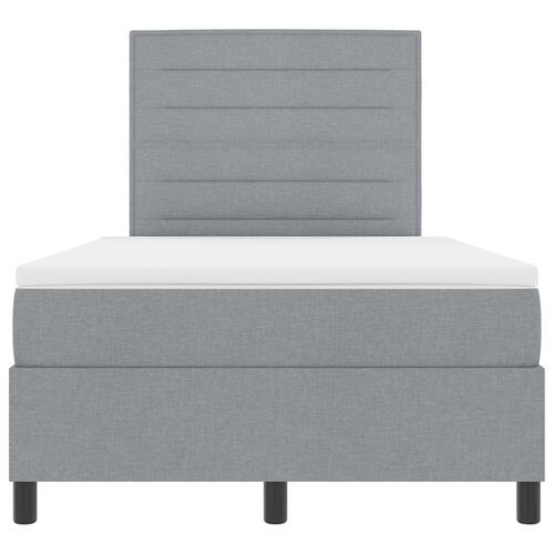 Box Spring Seng med Madras Lys Grå Lille Dobbelt Stof