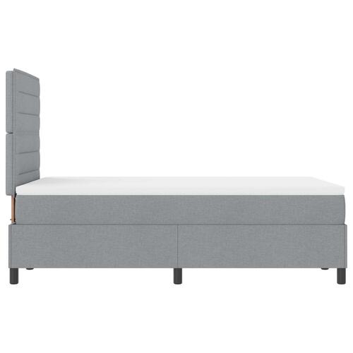 Box Spring Seng med Madras Lys Grå Lille Dobbelt Stof