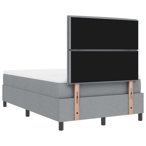 Box Spring Seng med Madras Lys Grå Lille Dobbelt Stof
