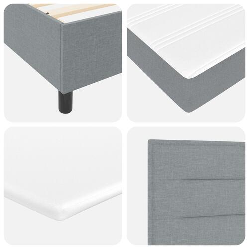 Box Spring Seng med Madras Lys Grå Lille Dobbelt Stof