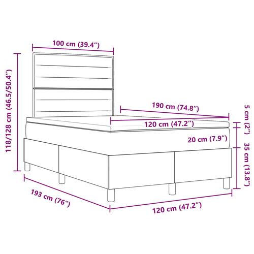 Box Spring Seng med Madras Lys Grå Lille Dobbelt Stof