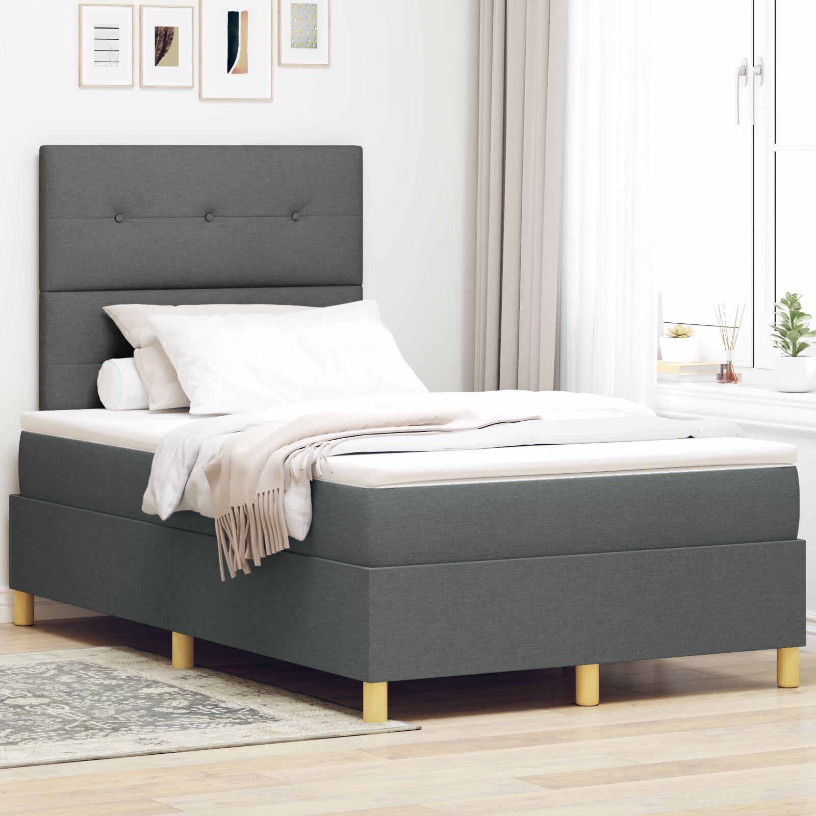 Box spring seng med hovedgærde Mørkegrå 120 x 190 cm Stof