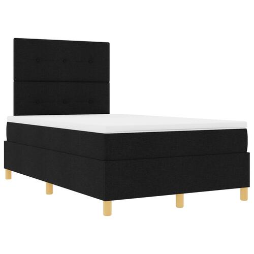 Box Spring Seng med Madras Sort Lille Dobbeltseng Stof