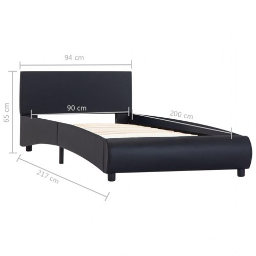 Sengestel med LED 90x200 cm kunstlæder sort