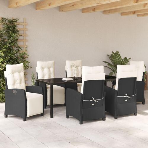 7 Delt Have Spisesæt Sort Poly Rattan