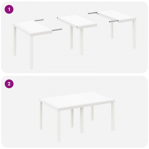 5 Delers Have Spisebordsæt med Puder Hvid Poly Rattan