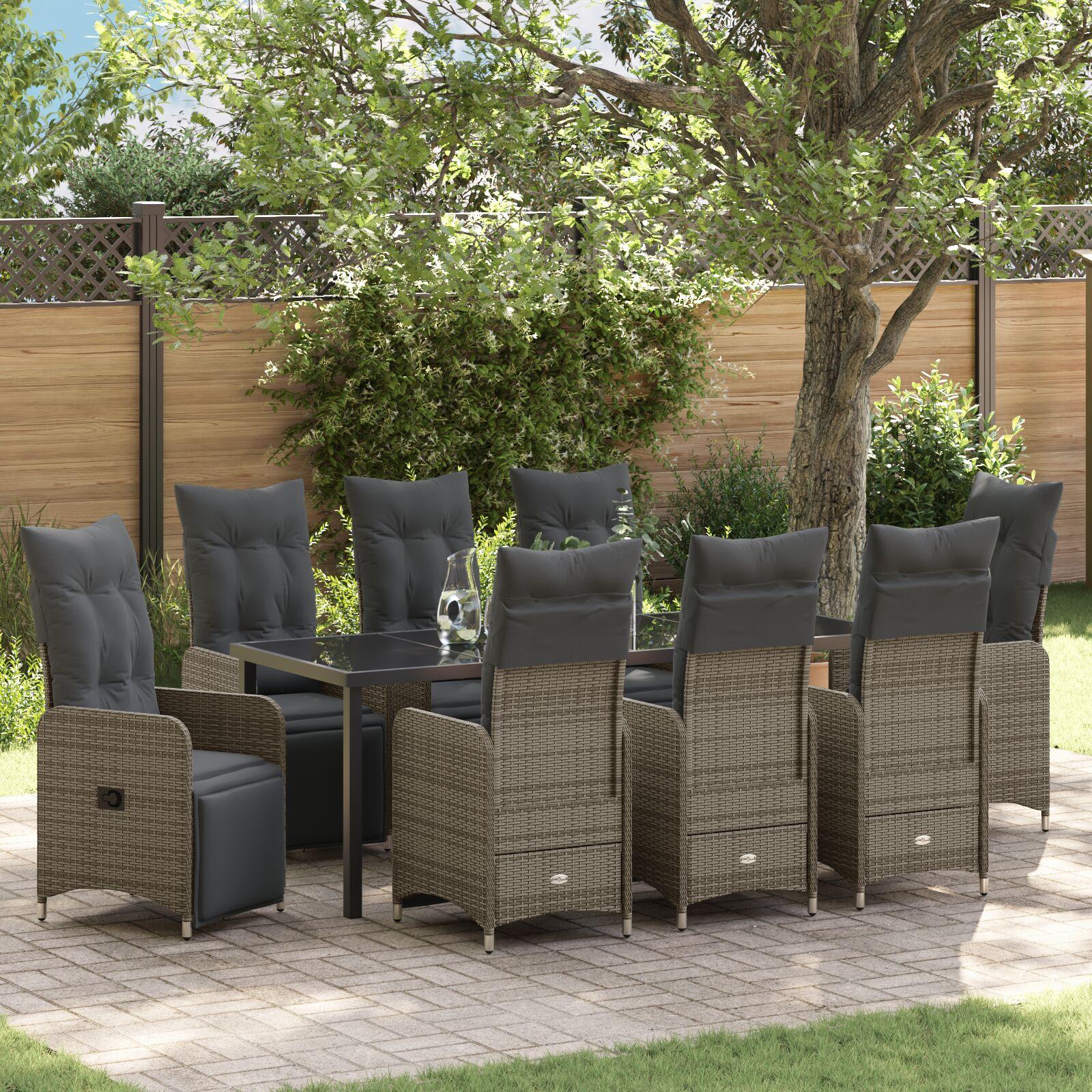 Have Spisebordssæt med pude 9 stk Beige Poly rattan