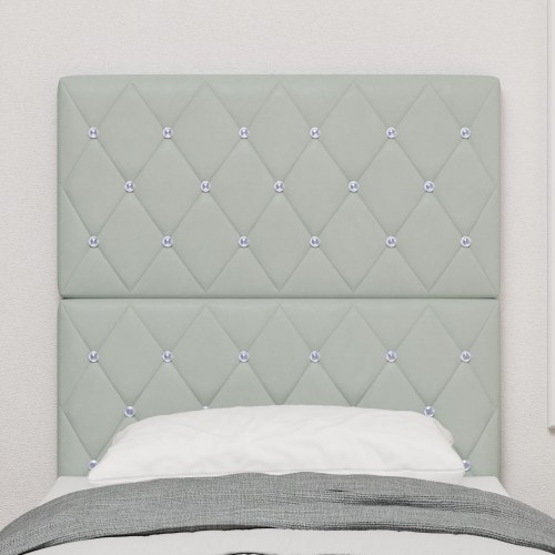 Sengegavl med krystalknapper tufted lysegrå 80 cm velour, Sengegavl med krystalknapper tufted lysegrå 160 cm velour