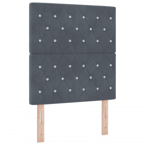 Hovedgavl Krystalknap Tufted Mørkegrå 80 cm Fløjl, Hovedgavl Krystalknap Tufted Mørkegrå 160 cm Fløjl