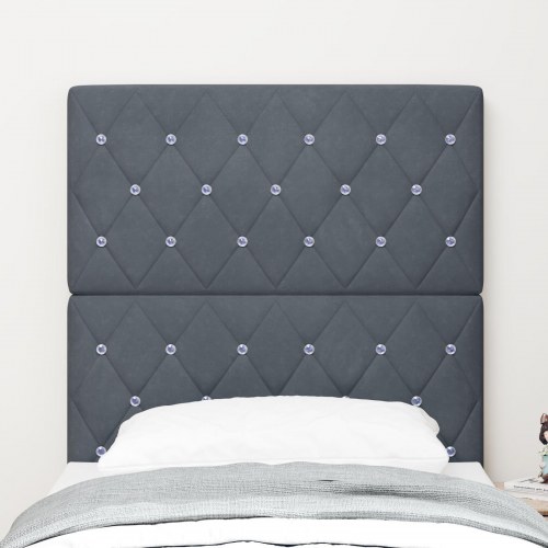 Hovedgavl Krystalknap Tufted Mørkegrå 80 cm Fløjl, Hovedgavl Krystalknap Tufted Mørkegrå 160 cm Fløjl