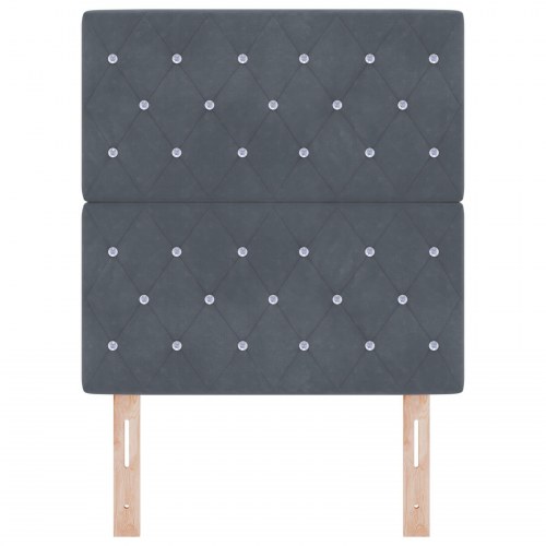 Hovedgavl Krystalknap Tufted Mørkegrå 80 cm Fløjl, Hovedgavl Krystalknap Tufted Mørkegrå 160 cm Fløjl