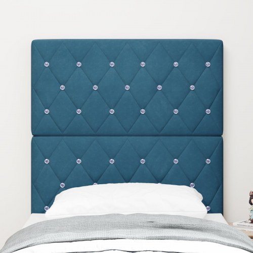Sengegavl krystalknap tufted mørkeblå 80 cm fløjl, sengegavl krystalknap tufted mørkeblå 160 cm fløjl
