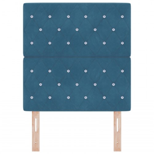 Sengegavl krystalknap tufted mørkeblå 80 cm fløjl, sengegavl krystalknap tufted mørkeblå 160 cm fløjl
