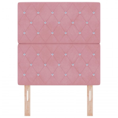 Sengegavl krystal knap tuftet rosa 80 cm fløjl, sengegavl krystal knap tuftet rosa 160 cm fløjl