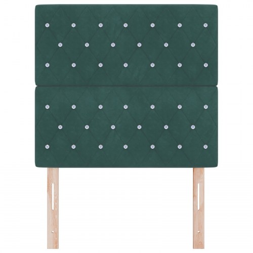 Sengegavl Krystal Knap Tufted Mørk Grøn 90 cm Fløjl, Sengegavl Krystal Knap Tufted Mørk Grøn 180 cm Fløjl
