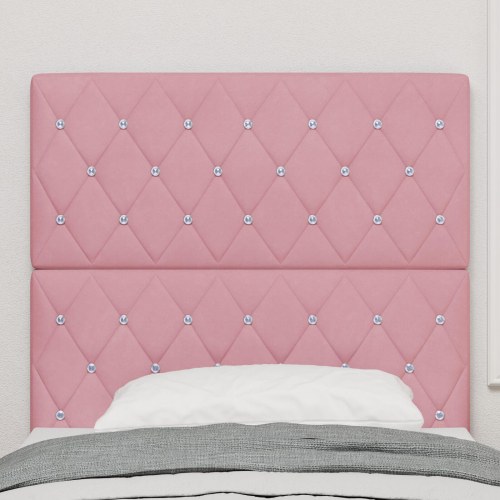 Sengegavl krystalknap tufted rosa 100 cm fløjl, sengegavl krystalknap tufted rosa 200 cm fløjl