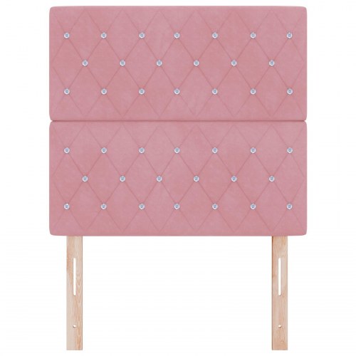 Sengegavl krystalknap tufted rosa 100 cm fløjl, sengegavl krystalknap tufted rosa 200 cm fløjl