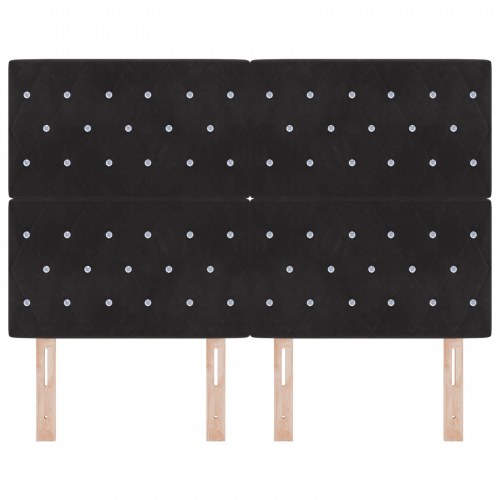 Sengegavl krystalknap tufted sort 140 cm fløjl