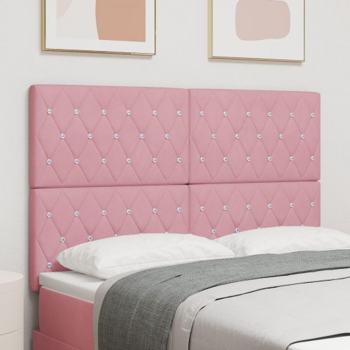Sengegavl Krystal Knap Tuftet Pink 160 cm Fløjl