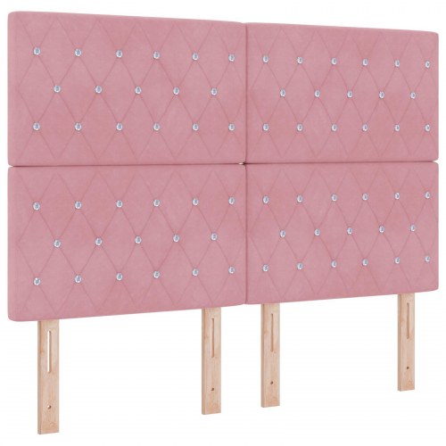 Sengegavl Krystal Knap Tuftet Pink 160 cm Fløjl
