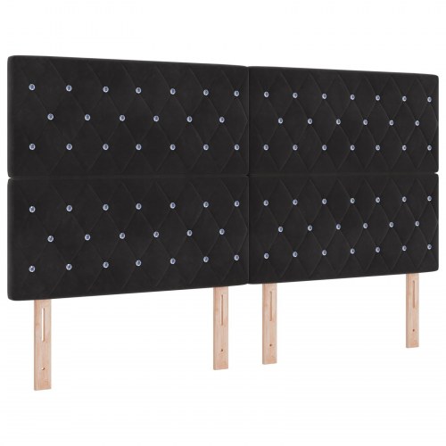 Senggavl krystalknap tuftet sort 180 cm fløjl