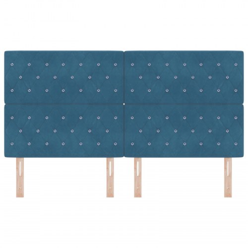 Sengegavl krystal knap tufted mørk blå 180 cm fløjl