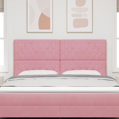 Sengegavl Krystalknap Tuftet Pink 180 cm Fløjl