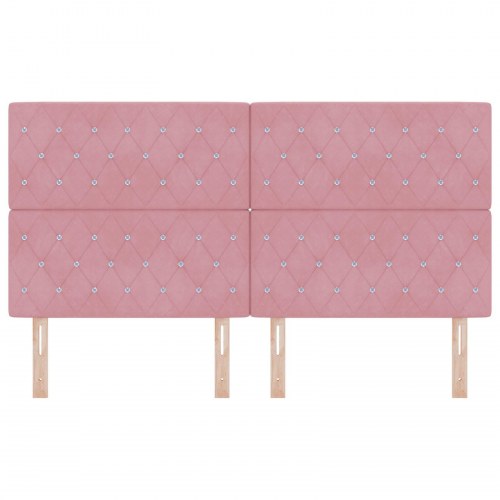 Sengegavl Krystalknap Tuftet Pink 180 cm Fløjl