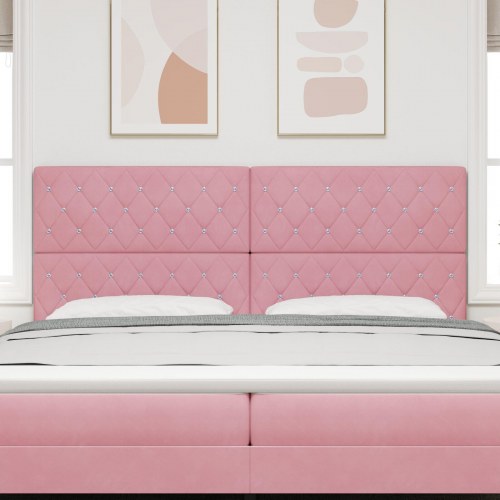 Sengegavl Krystalknap Tuftet Pink 200 cm Fløjl