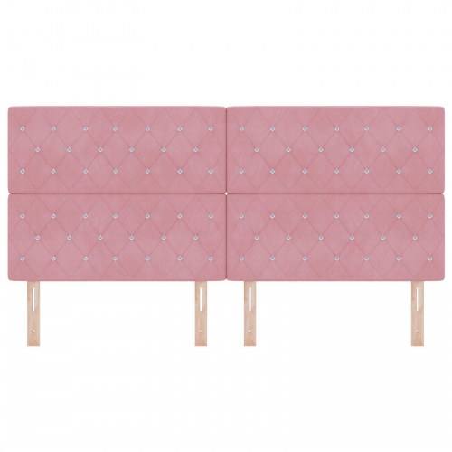 Sengegavl Krystalknap Tuftet Pink 200 cm Fløjl