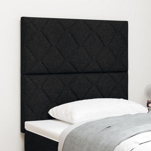 Sengegavl Diamantblok Design Sort 100 cm Stof, Sengegavl Diamantblok Design Sort 200 cm Stof