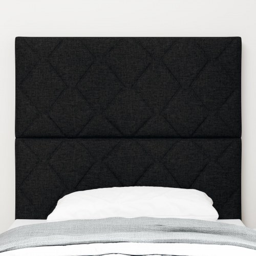 Sengegavl Diamantblok Design Sort 100 cm Stof, Sengegavl Diamantblok Design Sort 200 cm Stof