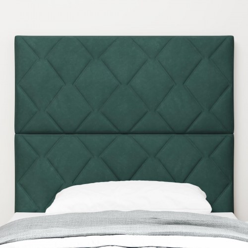 Hovedgærde Diamantblok design Mørkegrøn 100 cm Velour, Hovedgærde Diamantblok design Mørkegrøn 200 cm Velour