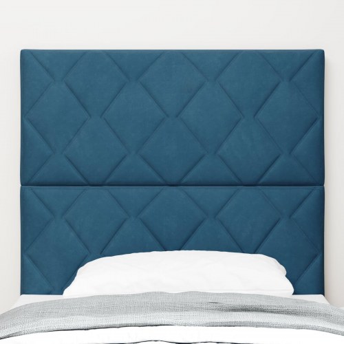 Sengegavl Diamantkvadrat Design Mørk Blå 100 cm Fløjl, Sengegavl Diamantkvadrat Design Mørk Blå 200 cm Fløjl