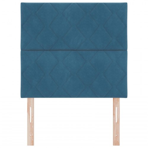 Sengegavl Diamantkvadrat Design Mørk Blå 100 cm Fløjl, Sengegavl Diamantkvadrat Design Mørk Blå 200 cm Fløjl