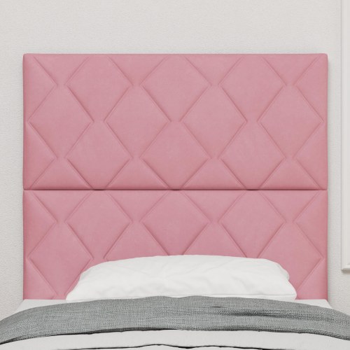 Pink Fløjls Sengegavl med Diamantblok Design 100 cm, Pink Fløjls Sengegavl med Diamantblok Design 200 cm