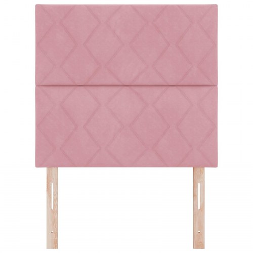 Pink Fløjls Sengegavl med Diamantblok Design 100 cm, Pink Fløjls Sengegavl med Diamantblok Design 200 cm