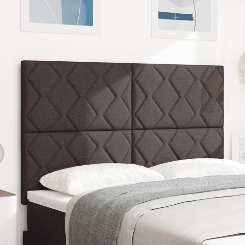 Sengegavl Diamantblok design Mørkebrun 140 cm Stof