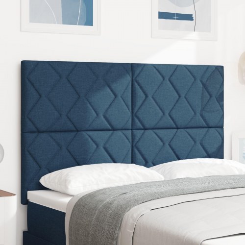 Sengegavl diamantblok design blå 140 cm stof