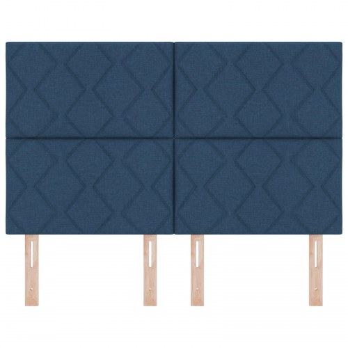 Sengegavl diamantblok design blå 140 cm stof