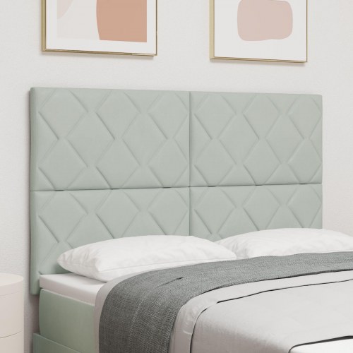 Sengegavl Diamantblok Design Lysegrå 140 cm Fløjl