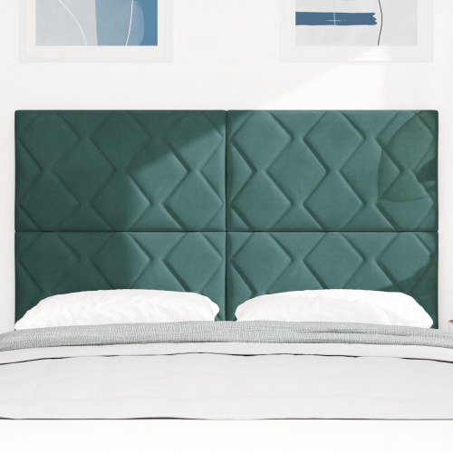 Sengegavl Diamantblok Design Mørkegrøn 140 cm Fløjl