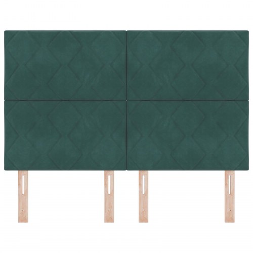 Sengegavl Diamantblok Design Mørkegrøn 140 cm Fløjl