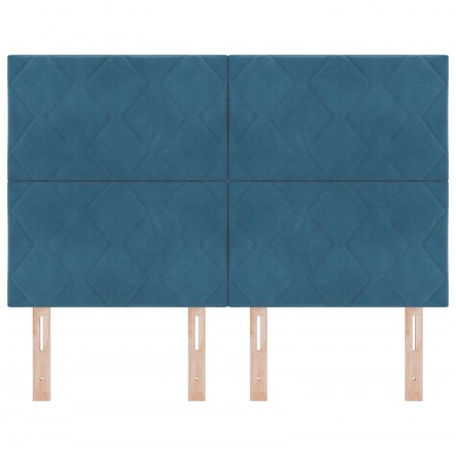 Sengegavl Diamantblok Design Mørkeblå 140 cm Fløjl