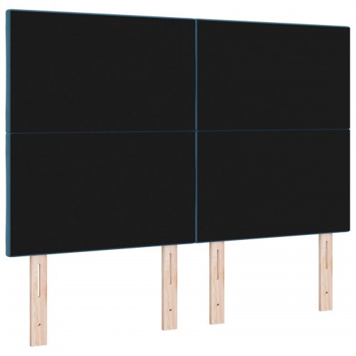 Sengegavl Diamantblok Design Mørkeblå 140 cm Fløjl